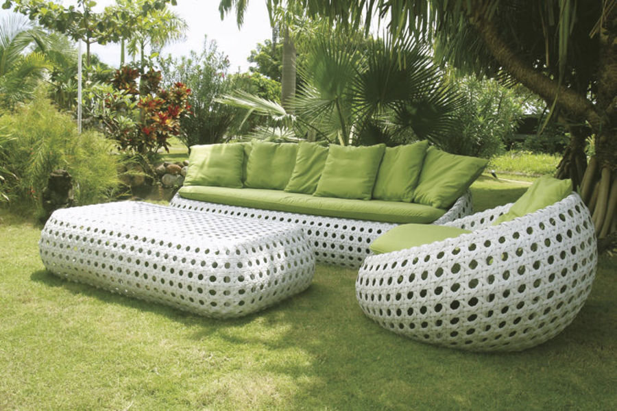 Designed by Il Giardino Di Legno this white-washed Vienna straw furniture adds a relaxed yet modern v