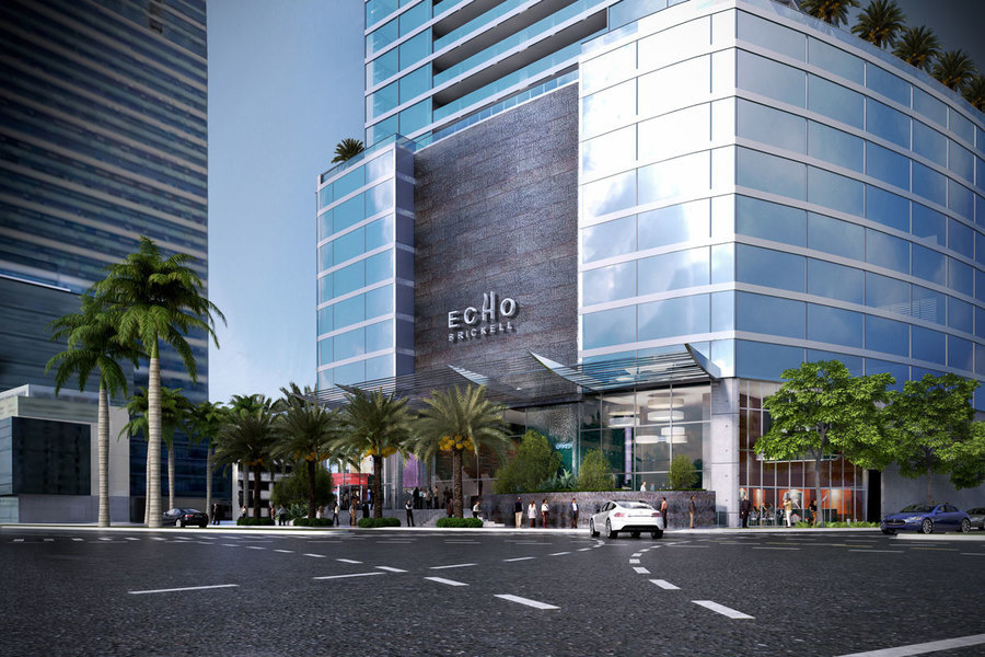 Rendering: Echo Brickell, a 60-story glass luxury residential tower overlooking Biscayne Bay