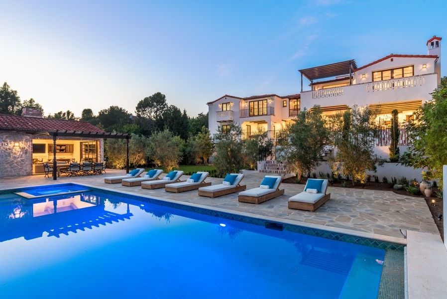 The property's pool and cabana lounge.