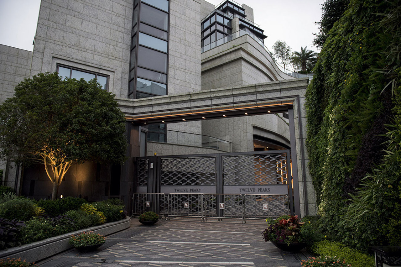 The entrance to the Twelve Peaks property in the affluent Peak district of Hong Kong.