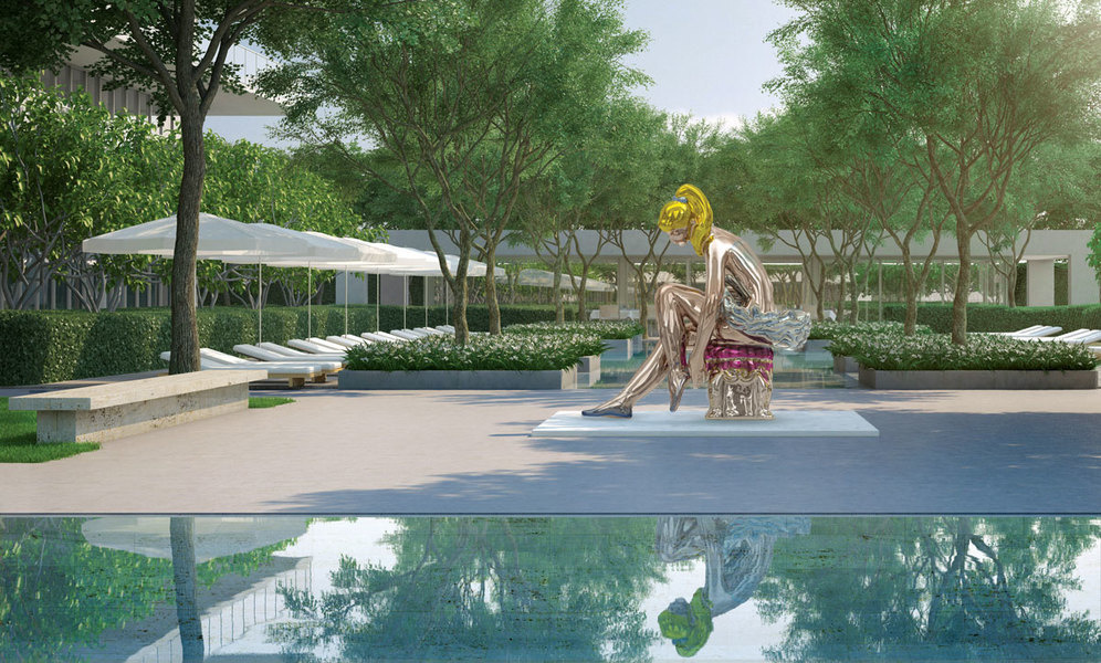 Oceana Bal Harbour私人餐厅的户外庭院将建造一座以杰夫·昆斯(Jeff Koons)名作《芭蕾舞女坐像》(Seated Ballerina)为原型的雕像。<br />