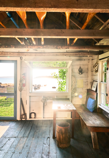 The table inside the waterfront shack where E.B. White would write.