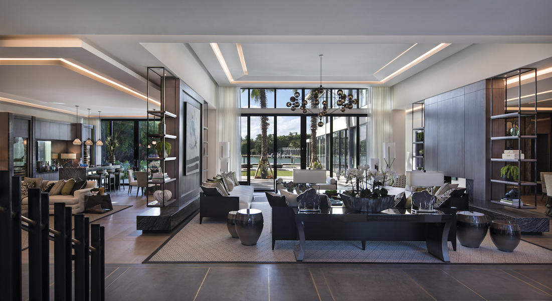 Nicola Fontanella designed ceilings in different heights to reflect division between a drawing room t