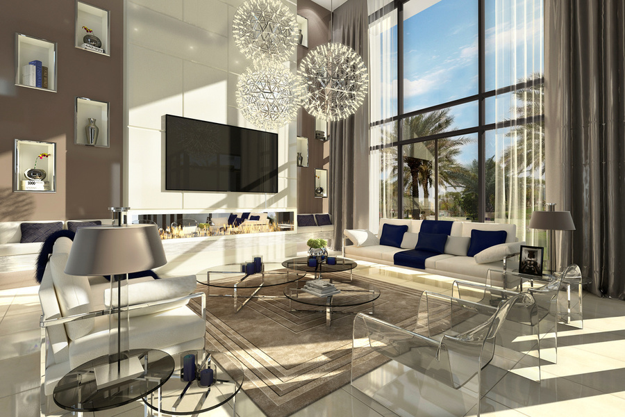 Pictured is an interior view of a four-bedroom modern townhouse in Saadiyat Island. This newly develo